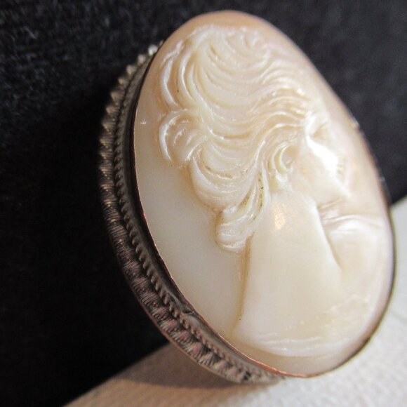 Antique, Victorian style, Shell Cameo, Brooch/Pendant, Silver - Picture 2 of 10